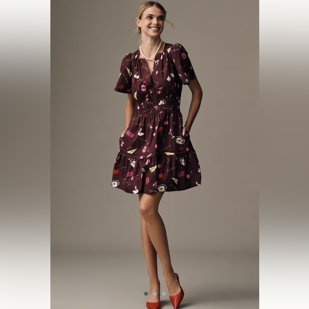 Anthropologie Somerset Mini Dress Dark Purple